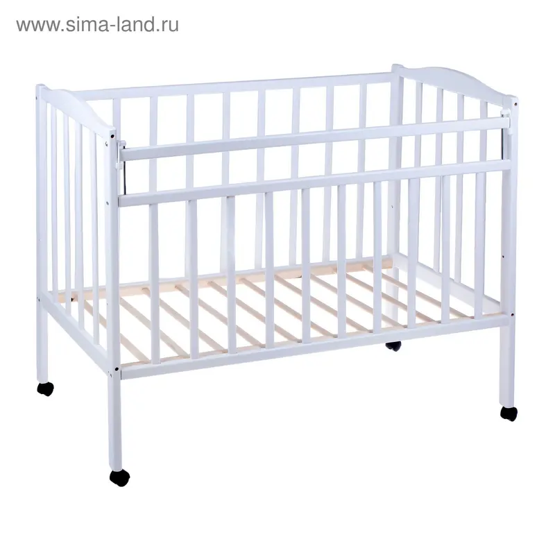 Детская кроватка на колёсах, цвет белый