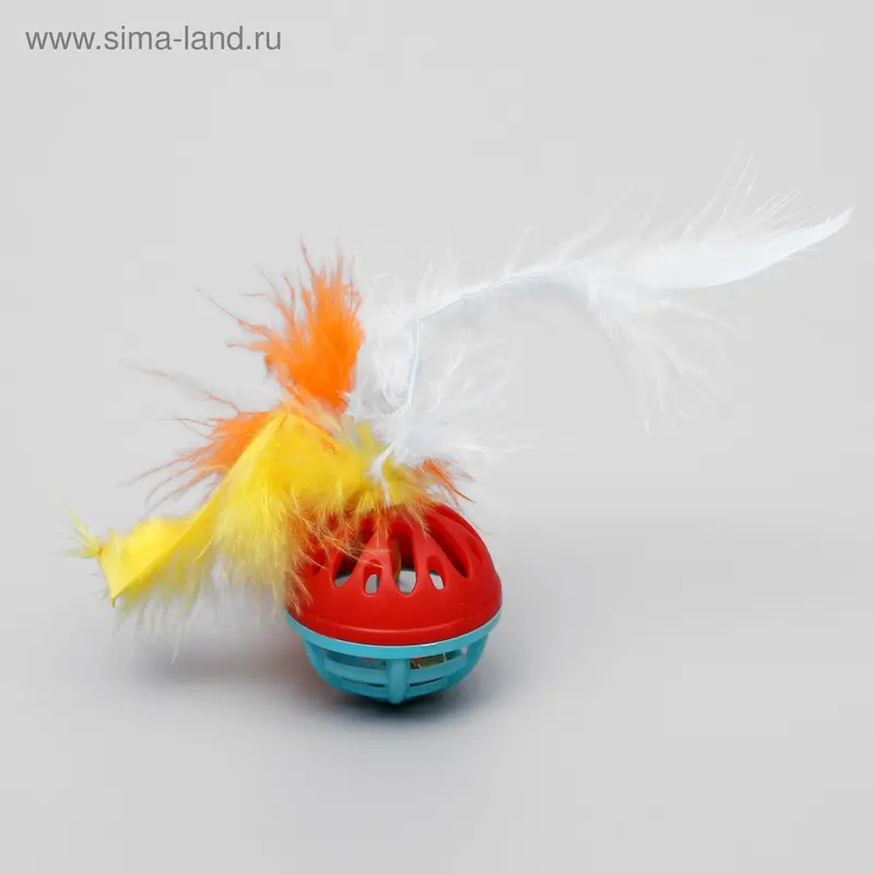 Игрушка для кошек "Погремушка с бубенчиком и пером", микс