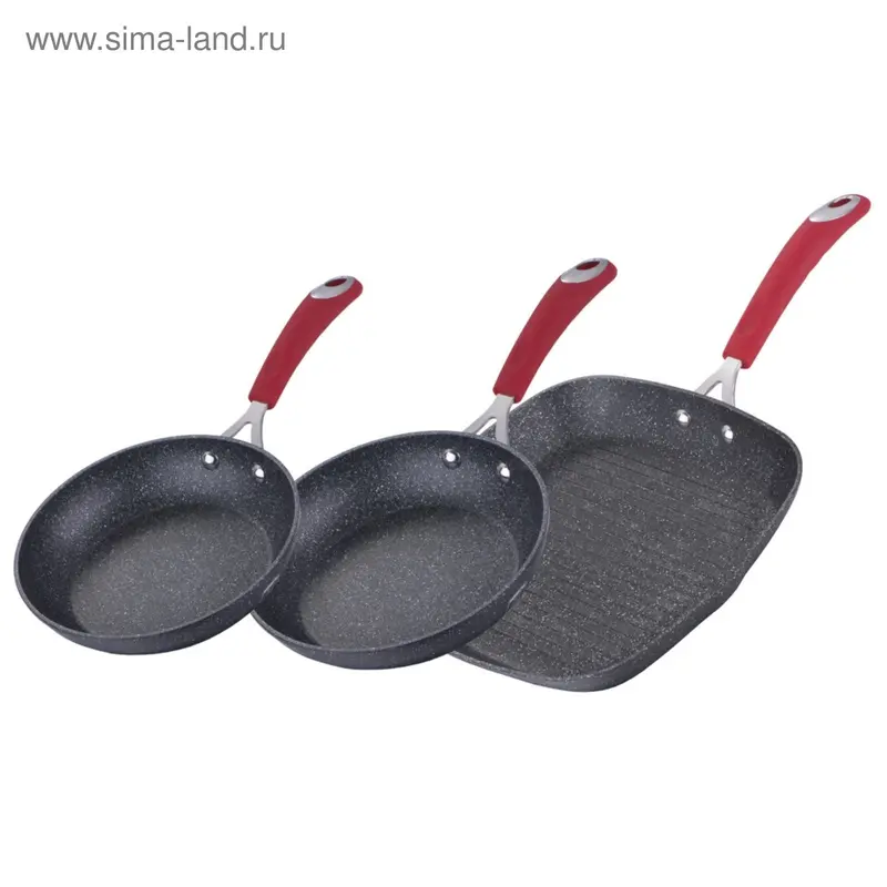 Набор сковород Black Stone Touch Line, 3 предмета, гриль и 2 сковороды