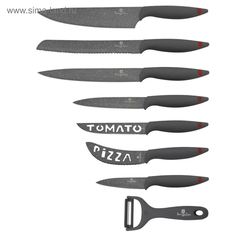 Набор ножей Stone Touch Line Grey/Red, 8 предметов