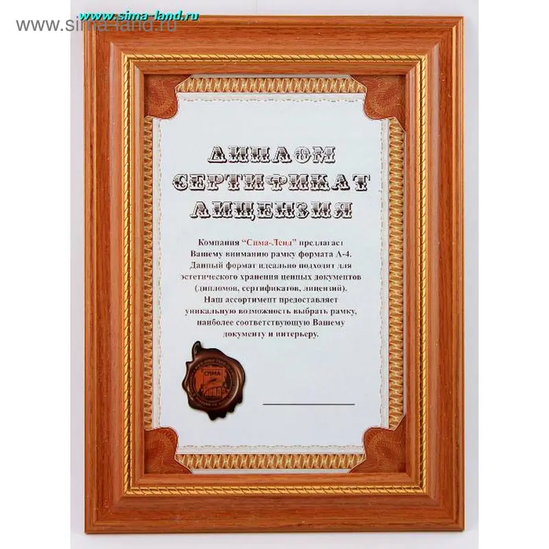 рамка д/фото пластик лак клён формат А4 (бокс 24 шт)