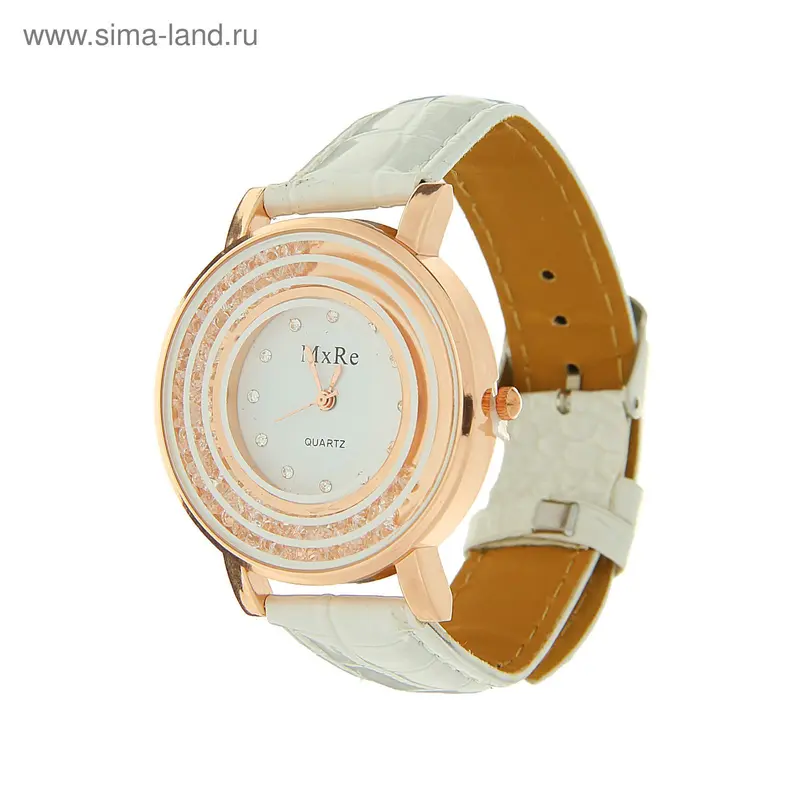 Часы наручные женские MxRe, кристаллы, стразы, ремешок белый