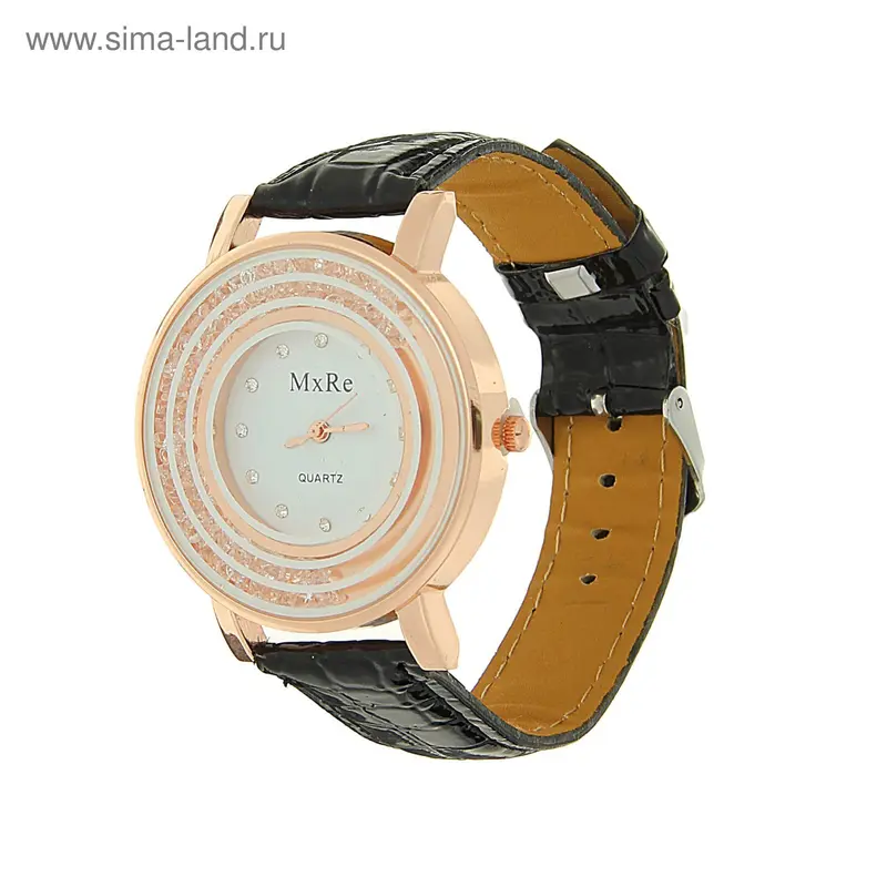 Часы наручные женские MxRe, кристаллы, стразы, ремешок черный