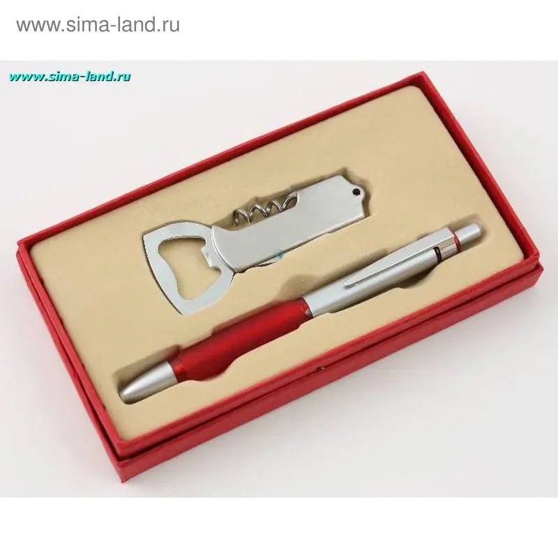 Набор подарочный - ручка и нож-открывашка (красный)