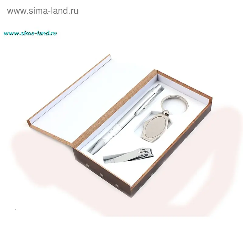 Подарочный набор, 3 предмета в коробке: ручка, брелок, кусачки