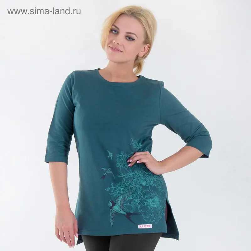 Толстовка KAFTAN "Ласточки", мор волна, р-р M(46) 100% хлопок