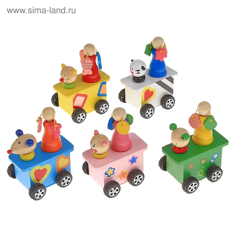 Игрушка заводная. Звери на машинке. (6 цветов)
