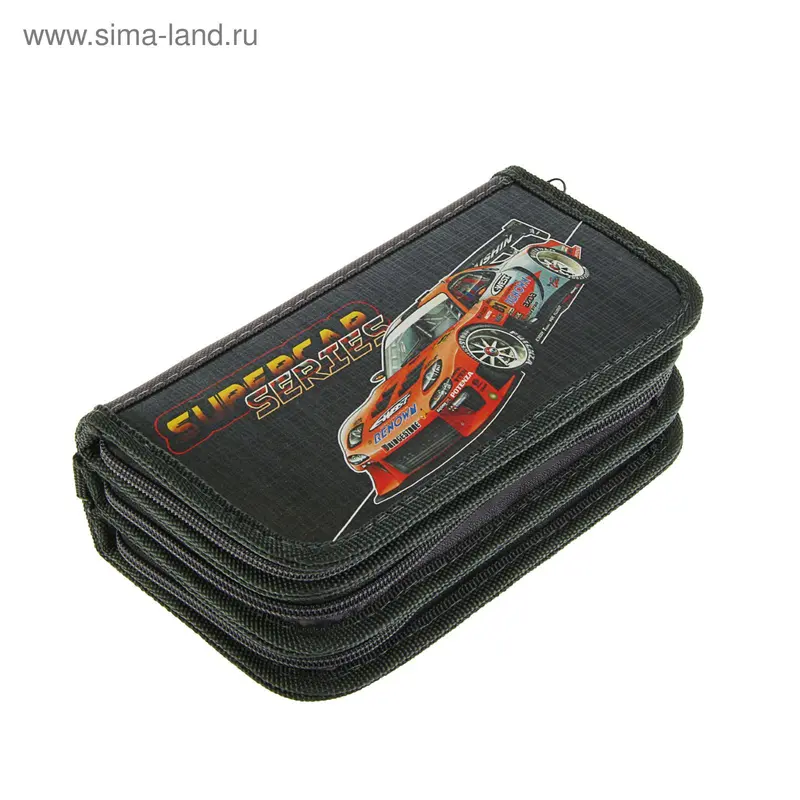 Пенал 3 секции 105x190 мм, ламинированный картон Racing Car