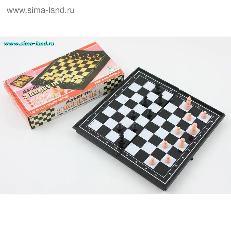 игра настольная 3 в 1 (шашки, шахматы, нарды) 10*10 (бокс 96 шт) мин 2 шт