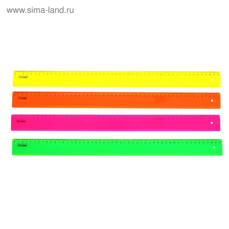 Линейка 50 см «Стамм» NEON, микс