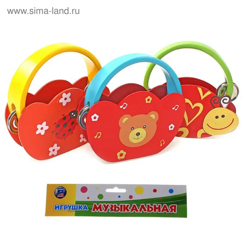 Игрушка музыкальная "Бубен" с животными, микс