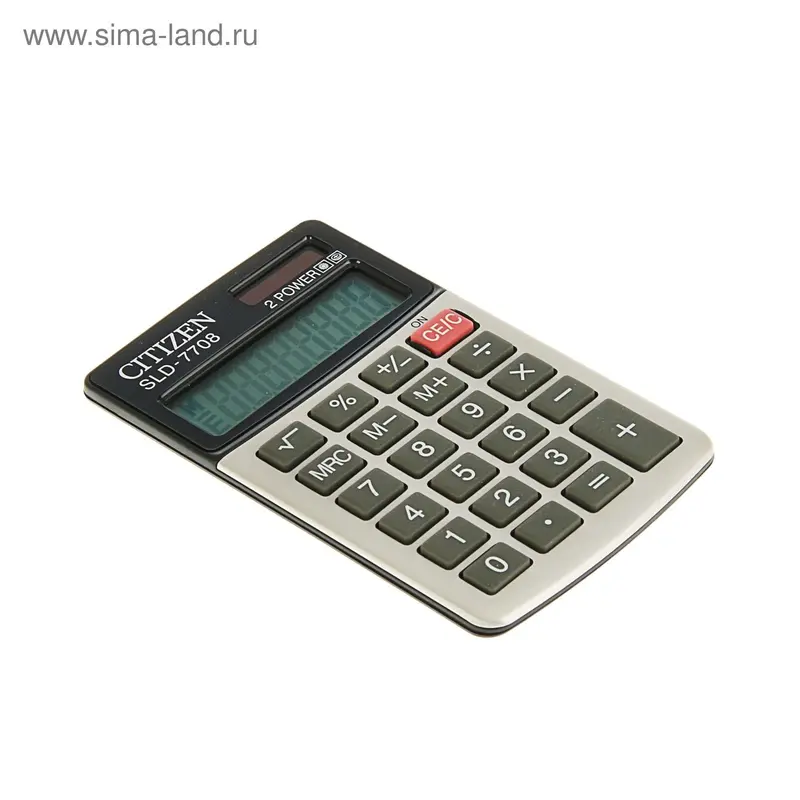 калькулятор карманный 8-разр, 68*112*6мм, 2-е питание, бел/чер SLD7708