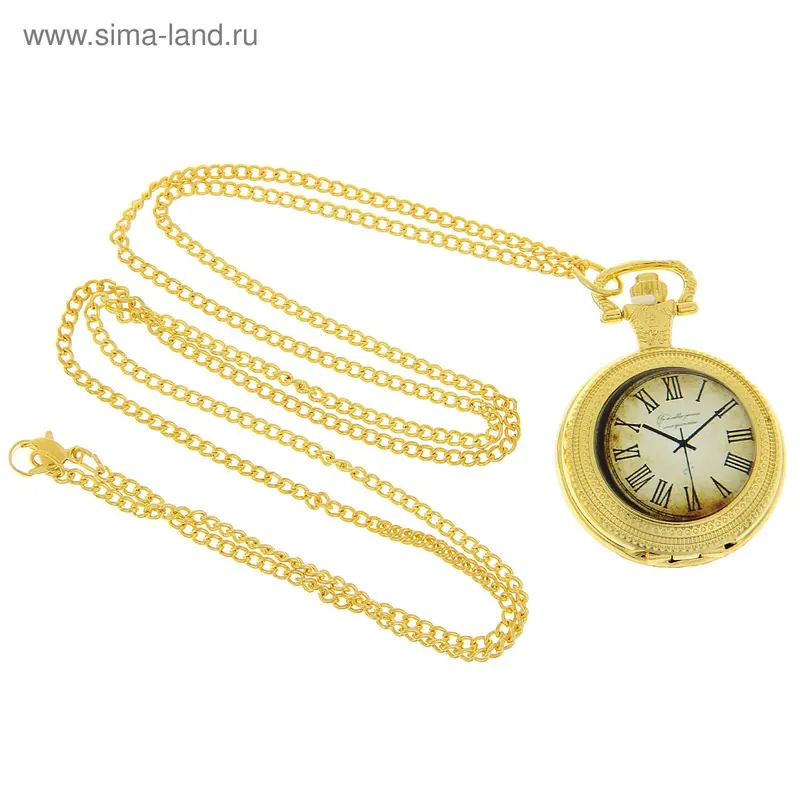Часы карманные "Винтаж", кварцевые, на цепочке 80 см, d=3.5 см