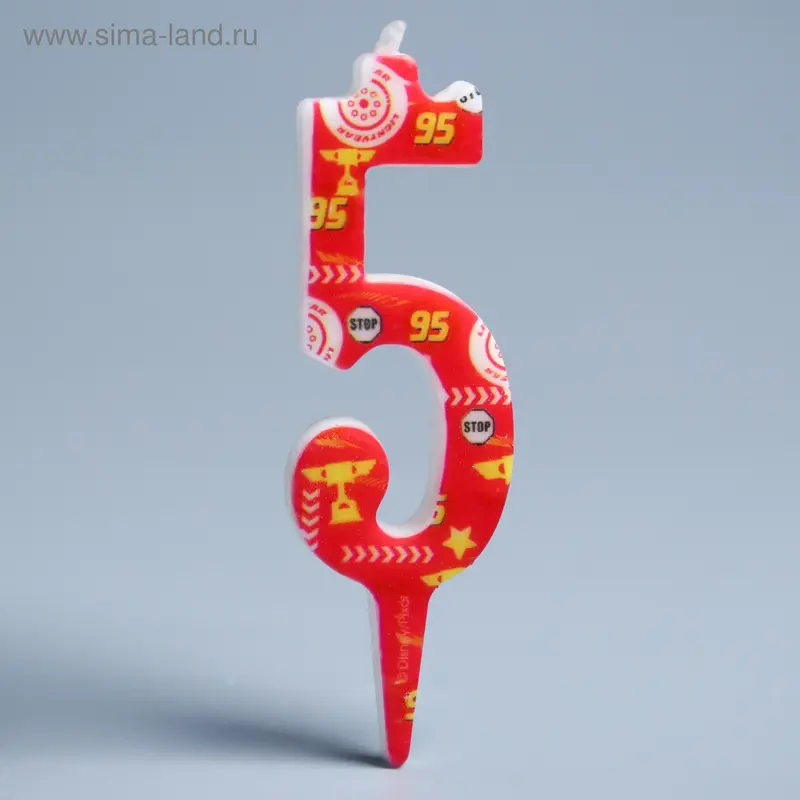 Свеча в торт цифра Дисней 5 "С Днем рождения", Тачки
