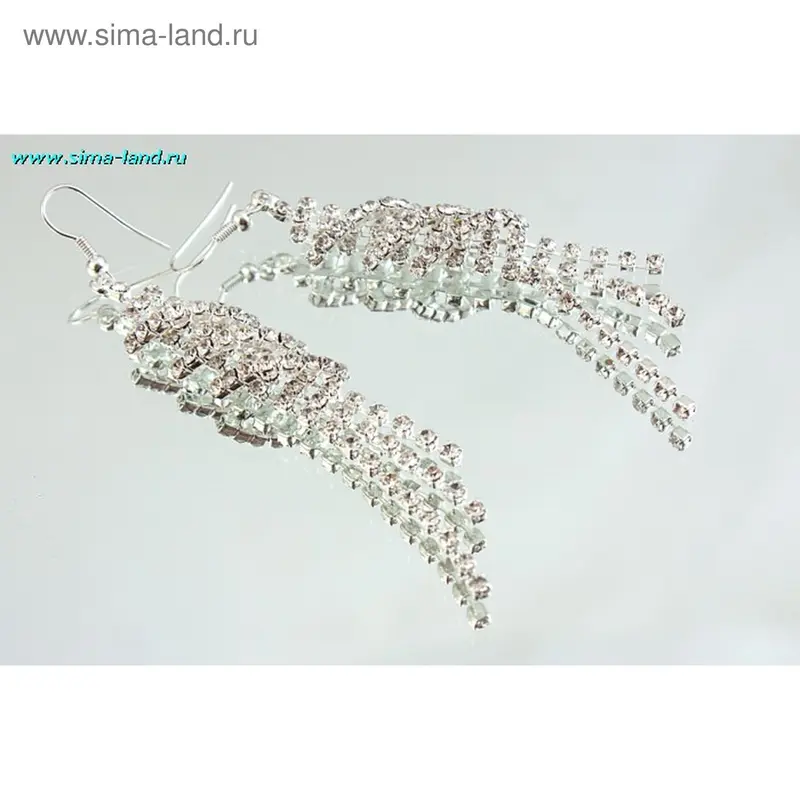 Серьги висячие со стразами «Лёд» узор подвеска