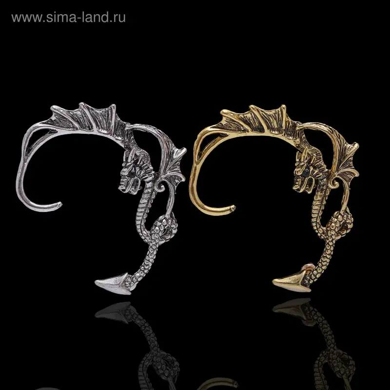 Серьга «Кафф» дракон, цвет МИКС