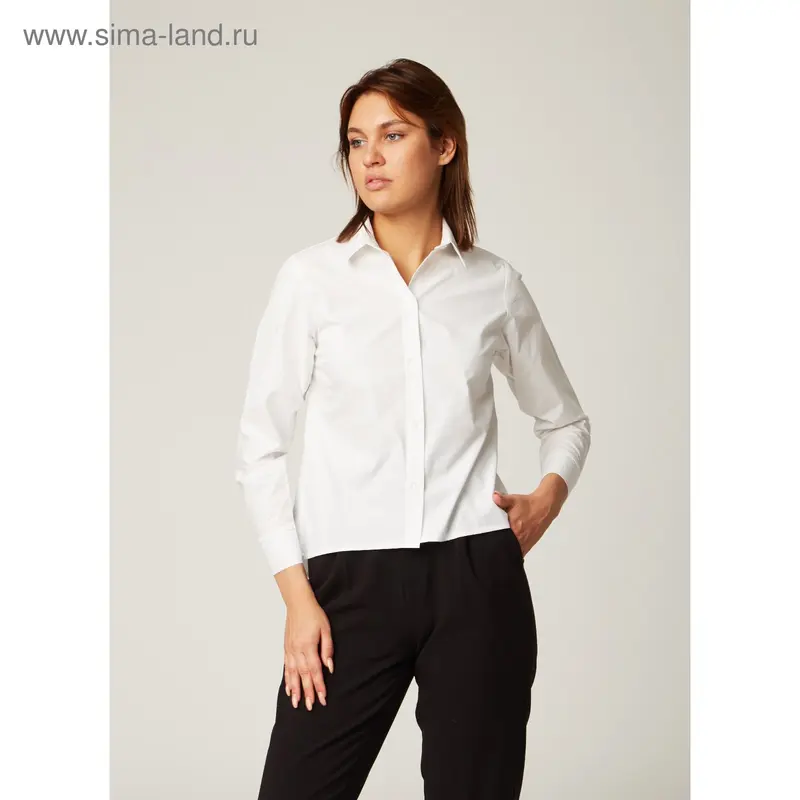 Рубашка женская трапеция, размер 48-50, белый, хлопок 100%