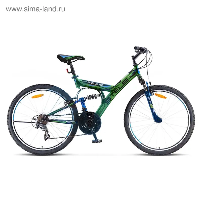 Велосипед 26" Stels Focus V 18-sp, 2016, цвет зелёный/синий/чёрный/, размер 18"