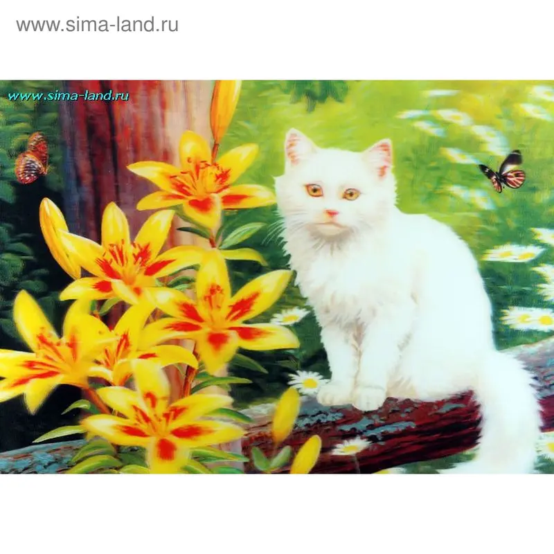 картина объемная дерево 24,5*34,5 см киска