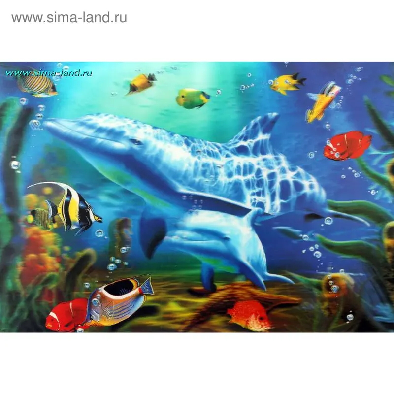 картина объемная дерево 34,5*49,5 см дельфин (бокс 24шт)