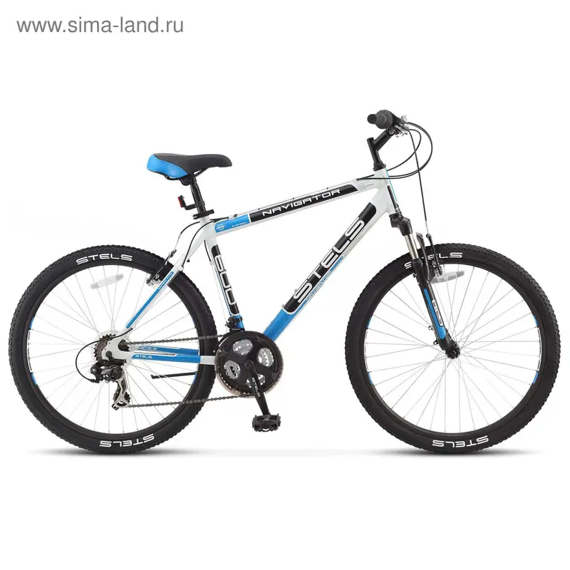 Велосипед 26" Stels Navigator-600 V, 2016, цвет белый/чёрный/синий, размер 17"
