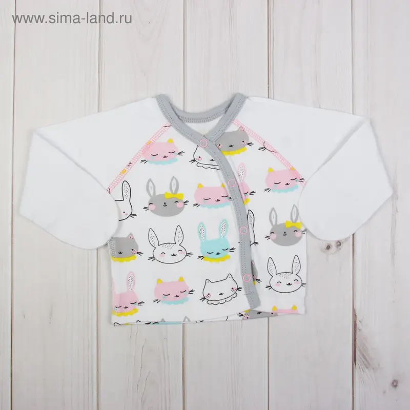 Распашонка для девочки "Котики-Зайчики", рост 62 см, цвет серый 111-034_М