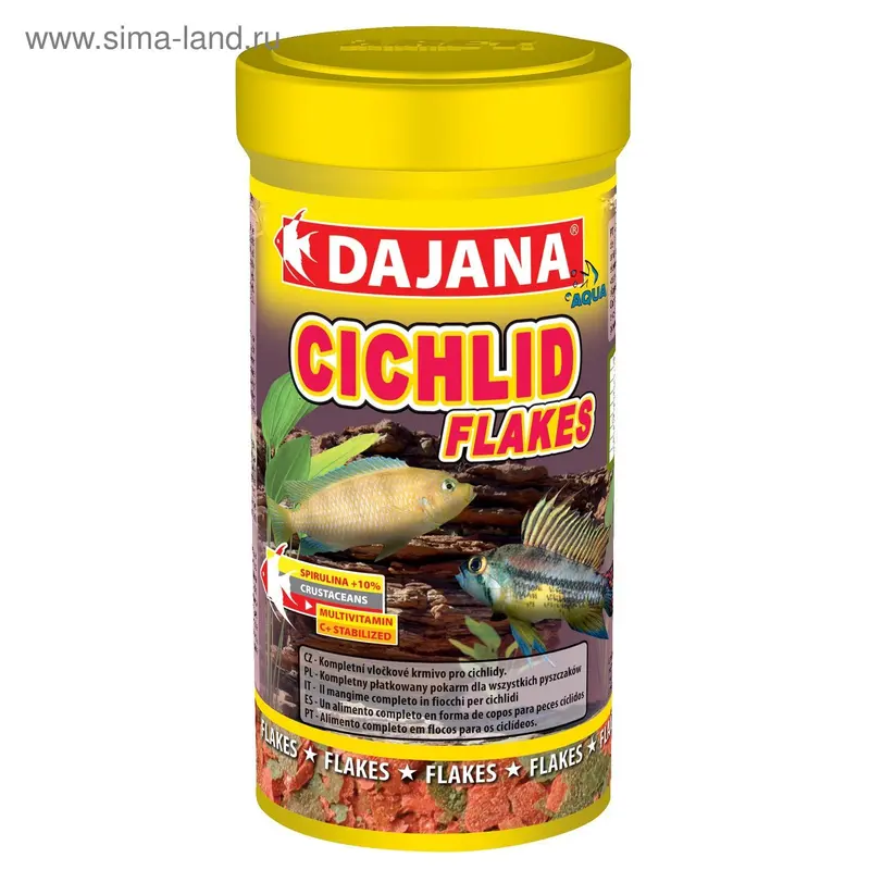 Корм Dajana Pet Cichlid flakes для цихлид, хлопья, 100 мл