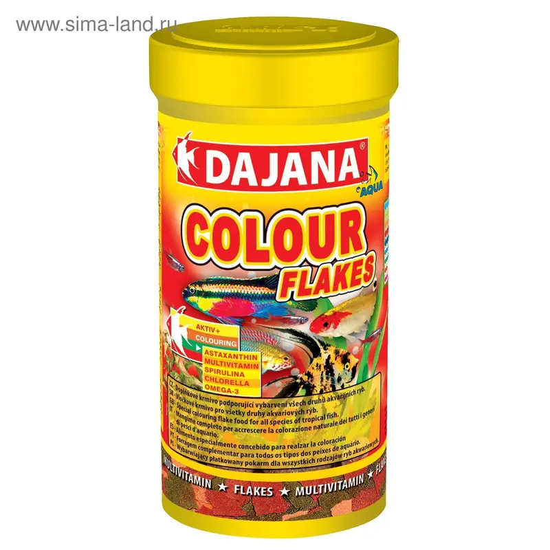 Корм Dajana Pet Color flakes для рыб, для окраса, хлопья, 250 мл