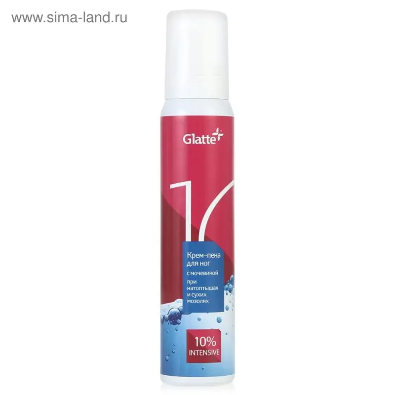 Кpем-пена для ног GLATTE Intensive (10% мочевины) фл,125мл