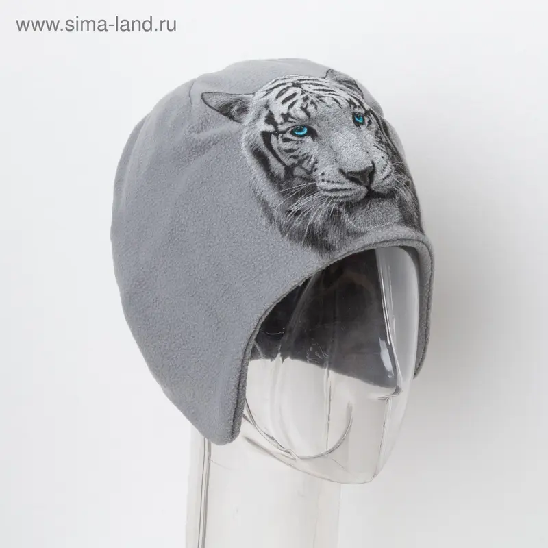 Шапка детская Collorista "Тигр", серый, р-р 54, флис