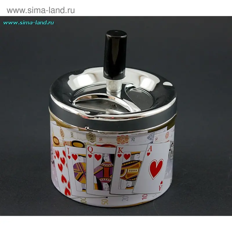 Пепельница бездымная "Карты, деньги, кости", 9х12 см
