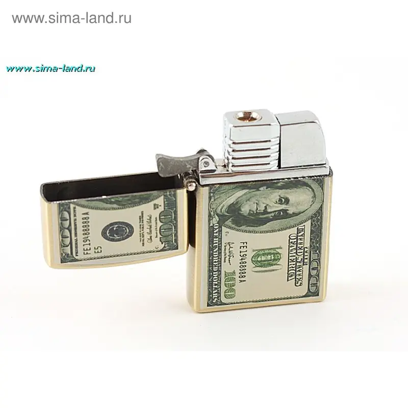 Зажигалка классика с нанесением доллар
