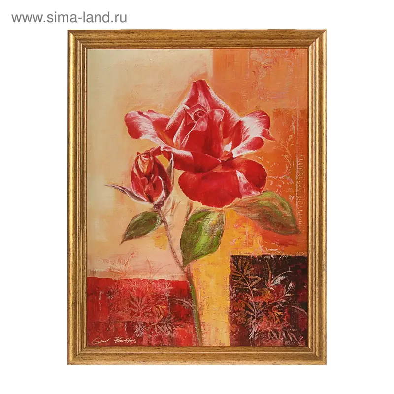 Картина "Роза", 33х43 см