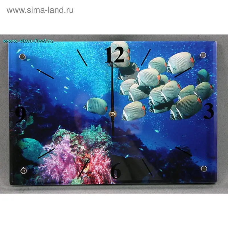 часы настенные стекло рыбы 38*29см (бокс 12 шт)