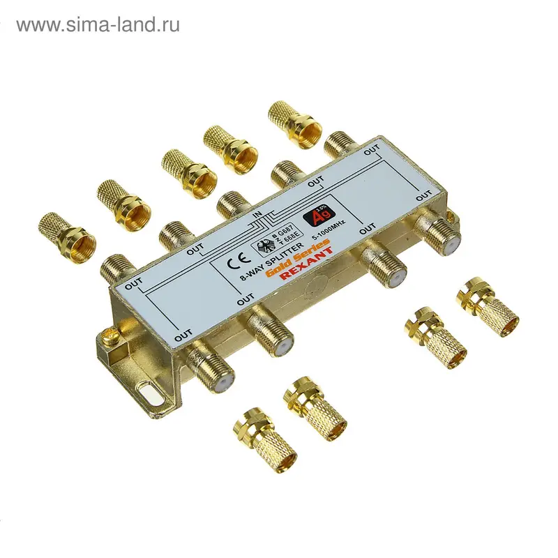 Делитель антенный Rexant 05-6105-1, 8 TV, 5-1000 МГц, "Gold"