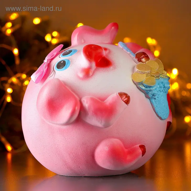Копилка "Свинья шар с корзинкой" 30см