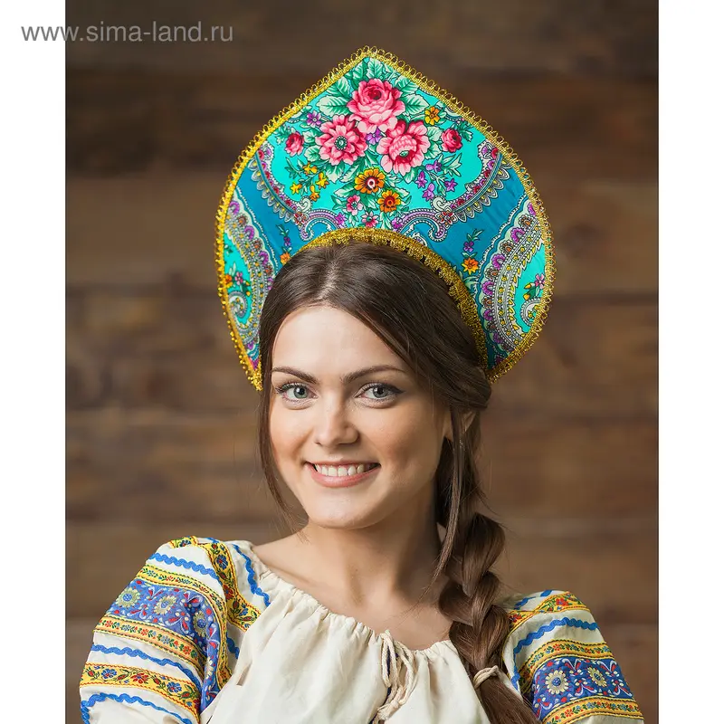 Кокошник «Восторг» на бирюзовом, МИКС