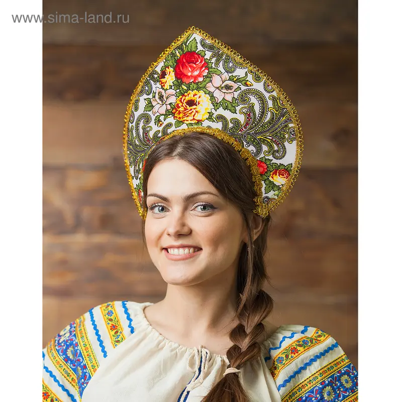 Кокошник «Восторг» на белом, МИКС