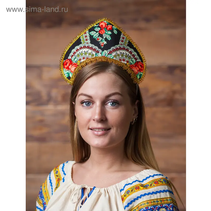 Кокошник «Радость», на чёрном, виды МИКС