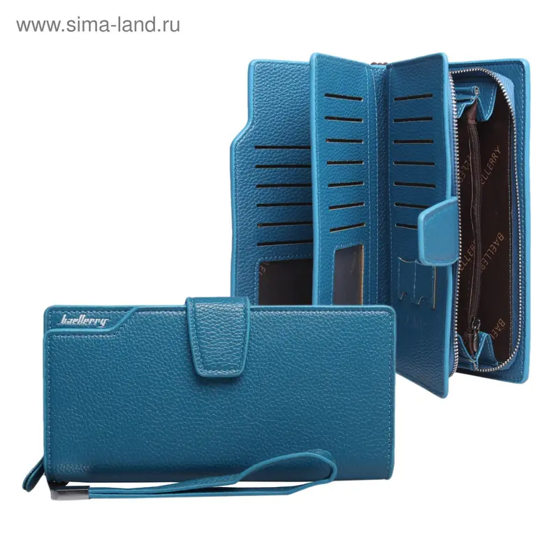 Кошелёк жен 10-01-01, 19,5*3*10см, 4отд, д/карт, д/монет, с ручкой, синий
