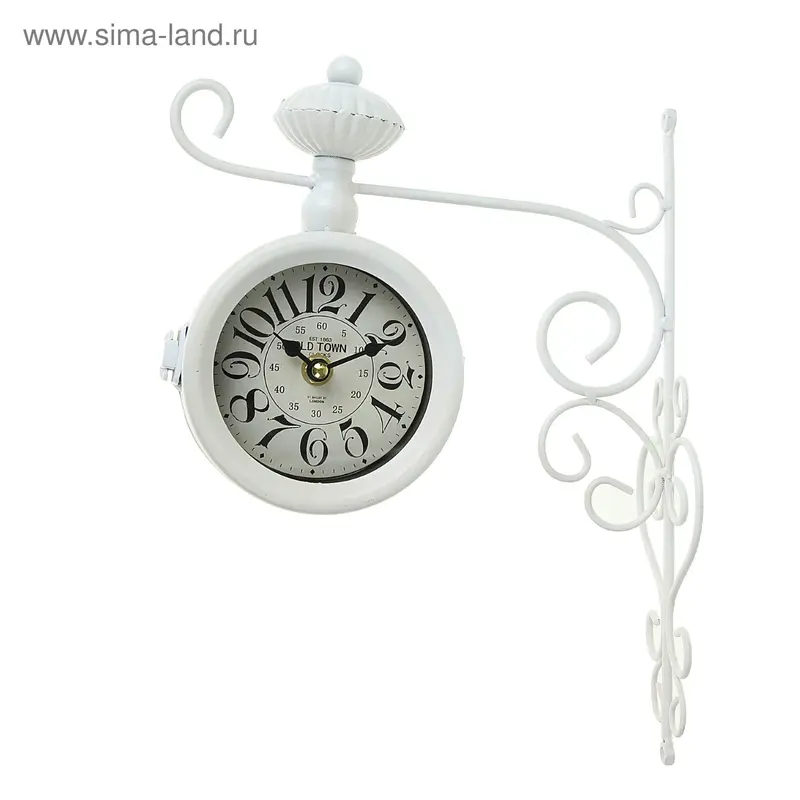Часы настенные двусторонние Old Town на подвесе, d=15 см, белые