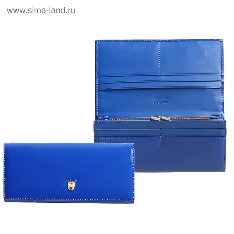 Кошелёк жен 04-03-01, 18,5*3*9см, 2отд рамка, 3 отд, д/карт, д/монет, синий