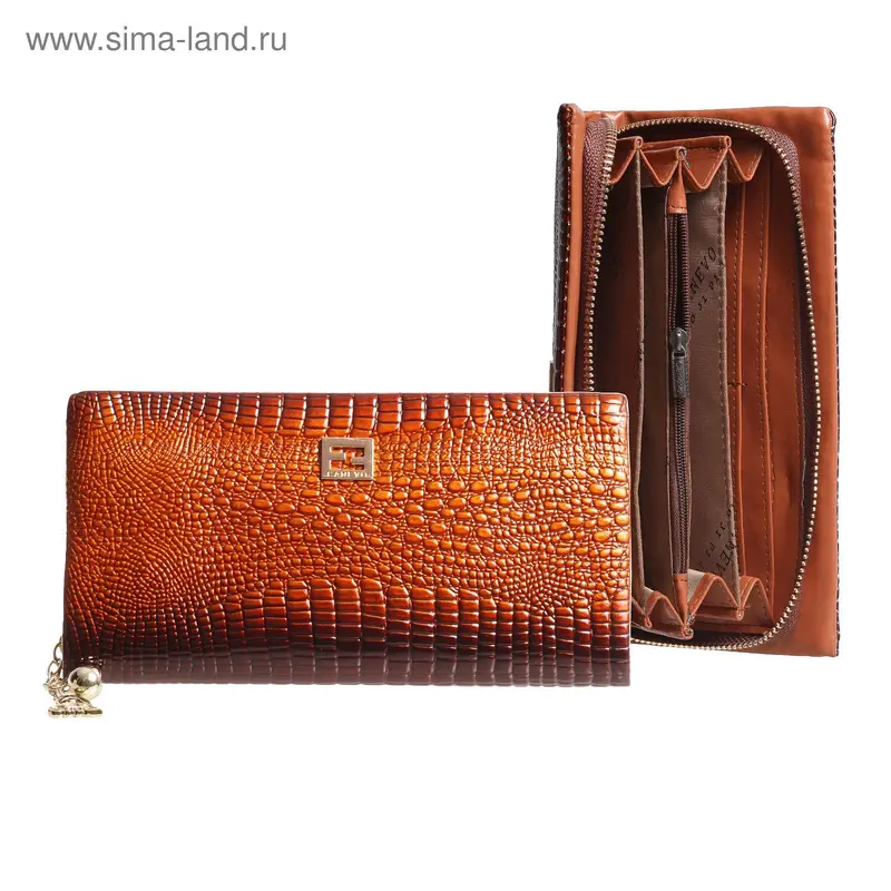 Кошелёк жен 07-03-07, 20*3*10см, 6отд, д/карт, д/монет на молнии, коричневый