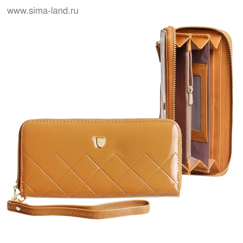 Кошелёк жен 07-03-01, 19*2*9,5см, 5отд, д/карт, д/монет с ручкой, бежевый