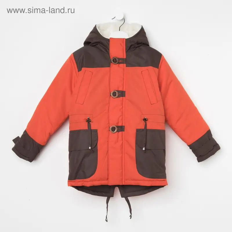Парка для мальчика, рост 122 см (32), цвет оранжевый ДД-0623