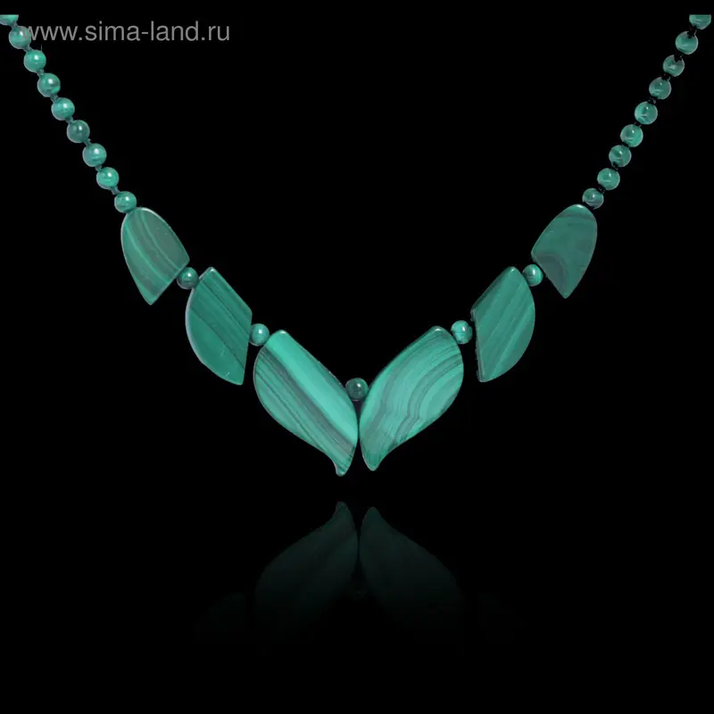 Колье «Малахит» крупные листики