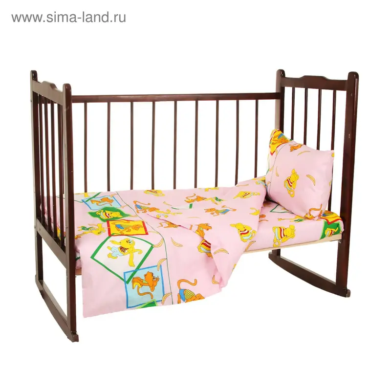 Детское постельное бельё (3 предмета), цвет розовый 08202-06