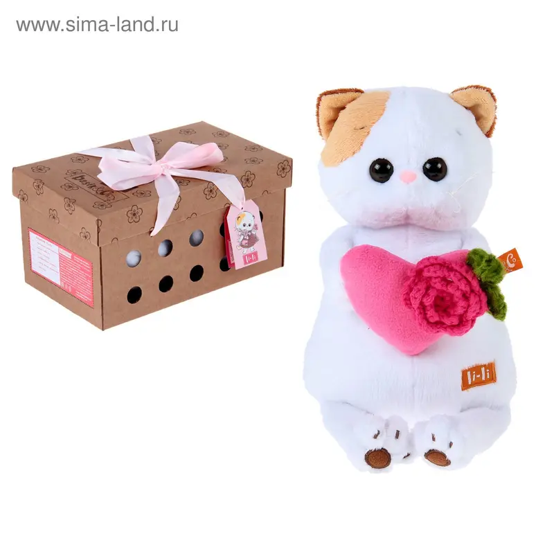 Мягкая игрушка "Кошечка Ли-Ли" с розовым сердечком, 24 см