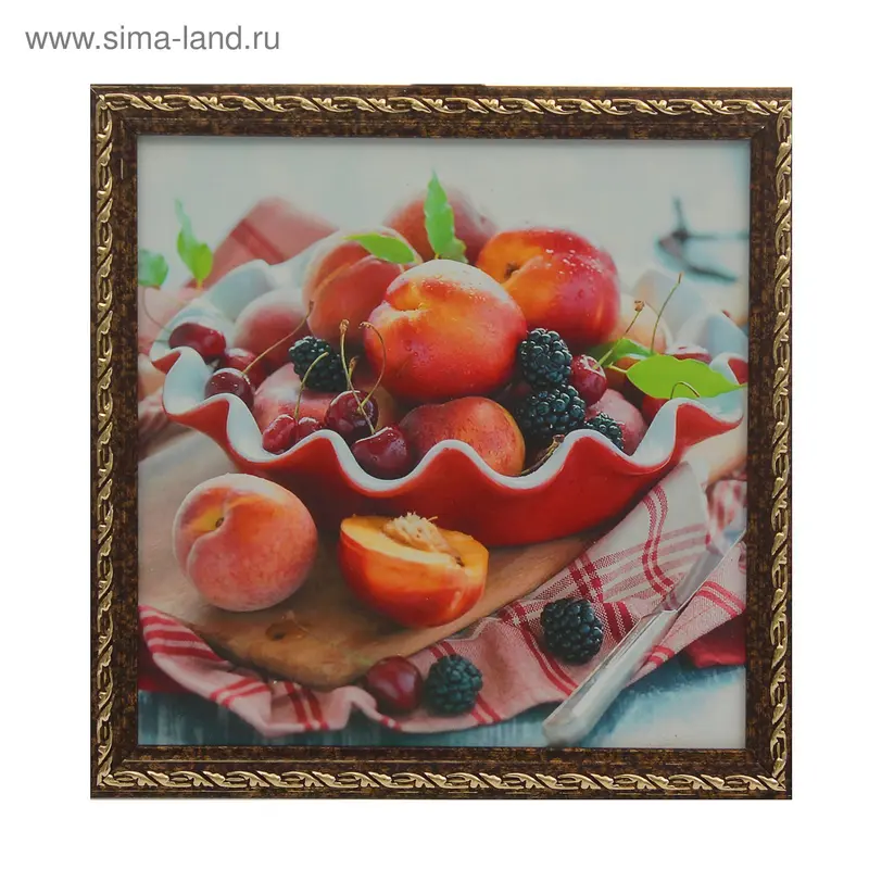 Картина "Персики и ягоды" 20х20 см МИКС