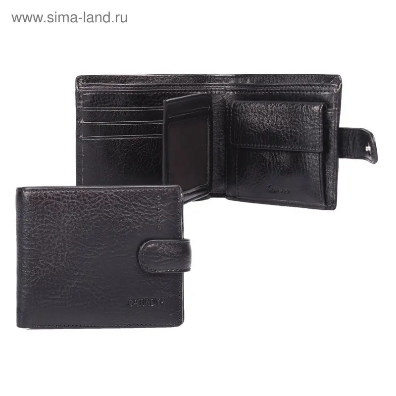 Портмоне муж L-411-208, 11,5*2*9,5см, 3отд, д/карт, д/монет, черный